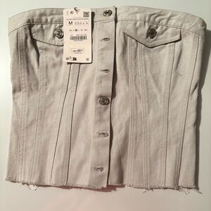 Denim tube top by ZARA.